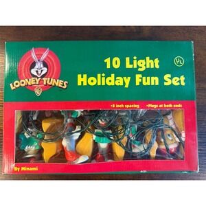 VTG Classic Looney Tunes 10 Christmas Light Holiday Set 1997 Tested By Minami